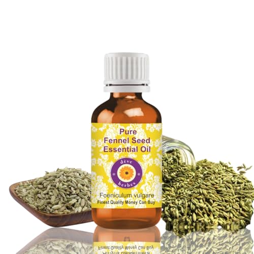 Deve Herbes Pure Fennel Seed Essential Oil (Foeniculum vulgare) Non-Sticky | Non-Greasy | for Aromatherapy, Massage & DIY Use | Steam Distilled 15ml