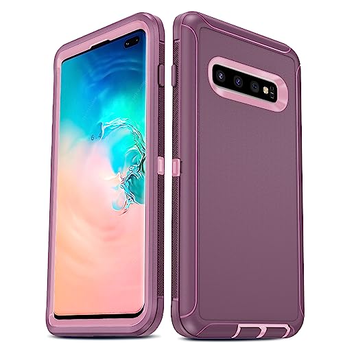 LeYi S10 Plus Case: 3-in-1 Full Body Shockproof Rubber Outer Cover Heavy Duty Tough Rugged Dustproof Protection Galaxy S10 Plus, Wine Red/Pink