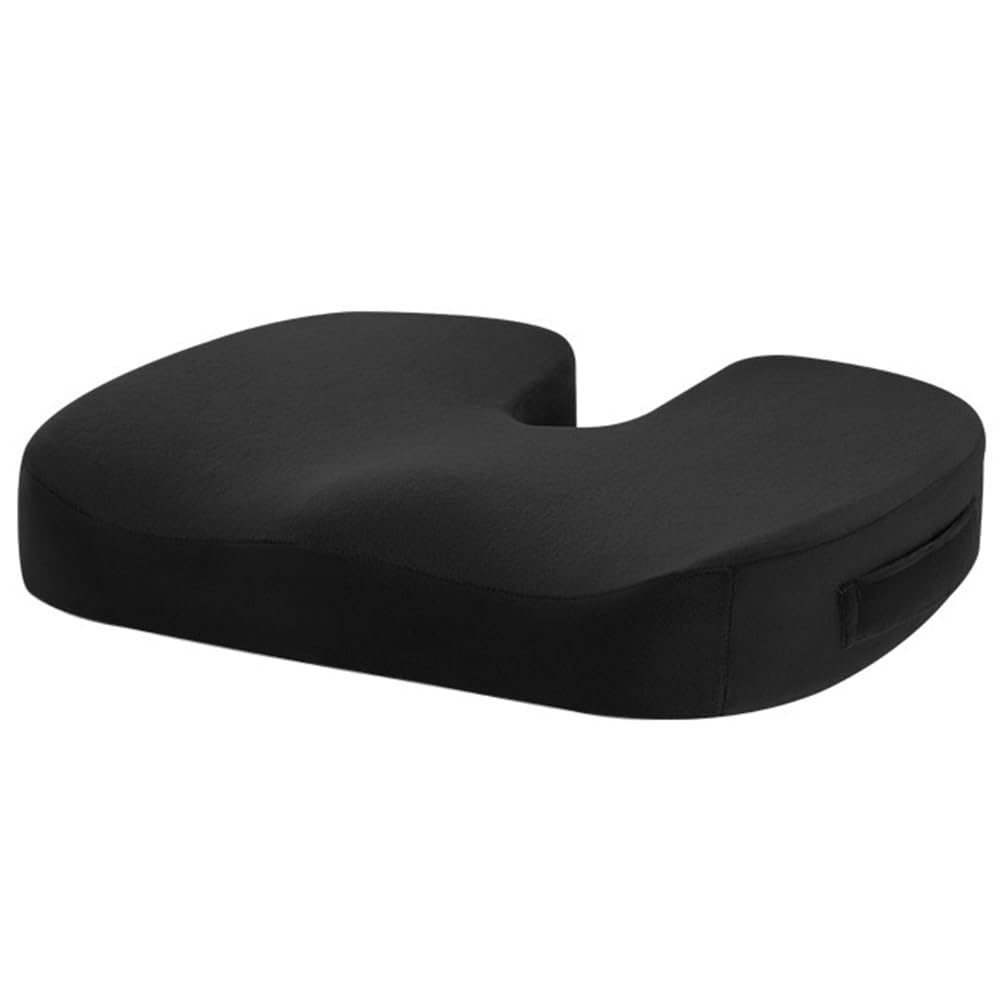 【腰痛改善 クッション】Vtesey クッション 椅子 低反発クッション 腰痛対策/改善 オフィスチェア 座布団 お尻が痛くならない チエアパッド 姿勢矯正に最適 裏面は滑り止め加工され (ブラック) の商品画像