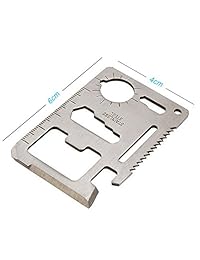 TTOBS 11 in 1 Credit Card Wallet Knife Stainless Steel Survival Utility Perfect Tool for Bug Out Bag Camping Fishing Include Knife Saw Bottle Opener Head Screwdriver 4 Position Wrench and More