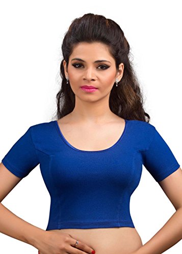 Royal Blue Cotton Lycra Strechable Ready-made Saree Blouse Choli