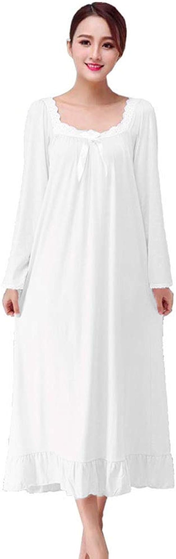 Amazon Radissy ネグリジェ ルームワンピース 長袖 ルームウェア プリンセス お姫様 エレガント M ホワイト ルームワンピース ネグリジェ 通販