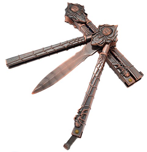 YORKINGΓ’βΒ’ Butterfly Balisong Trainer Training Folding Knife Dull Tool Practice Steel Metal With Sheath (Spider Knife Gold) YORKINGΓ’βΒ’ Butterfly Balisong Trainer Training Folding Knife Dull Tool Practice Steel Metal With Sheath (Spider Knife Gold)