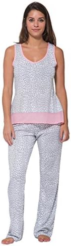 Nouveau Women's Sleep Tank Top and Pajama Pant Loungewear Set - Leopard/Peach, X-Large