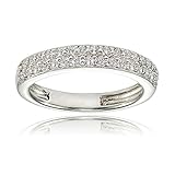 Sterling Silver Cubic Zirconia 2-row Round-cut Eternity Band Ring