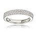 Sterling Silver Cubic Zirconia 2-row Round-cut Eternity Band Ring