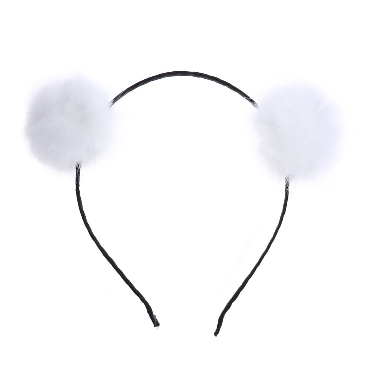 FRCOLOR Furry Headband, Pom Pom Ball Cat Ear Headband for Halloween Christmas Party Birthday Cosplay, 4Pcs