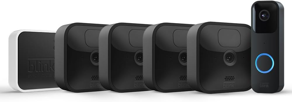 Blink Outdoor 4-Camera System HD Smart Security w/ Video Doorbell 2-Year Battery