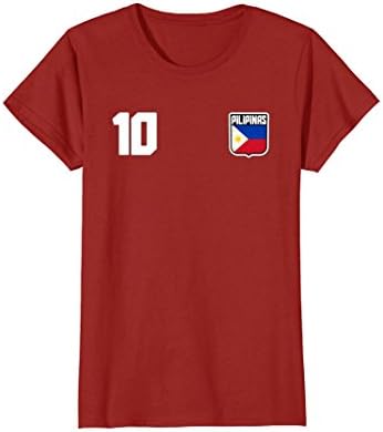 Womens PILIPINAS T-shirt Filipino Philippines Tee Soccer Football Large Cranberry