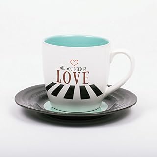 Lyrical Mug – Ensemble-cadeau de Tasse et Soucoupe Céramique avec paroles de chanson « Amour2 » – John Lennon & Paul McCartney – Autorisé par SONY / ATV – thumbs up! – 1001708 - Les Beatles, Paul McCartney, John Lennon, RIngo Starr, George Harrison Lyrical Mug - Ensemble-cadeau de Tasse et Soucoupe Céramique avec paroles de chanson "Amour2" - John Lennon & Paul McCartney - Autorisé par SONY / ATV - thumbs up! - 1001708 – Image 2
