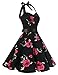 DRESSTELLS 1950s Dress for Women, Vintage Pinup Homecoming Cocktail Party Dress for Teen, 50's Formal Halter Wedding Tea Dress, Retro Rockabilly Audrey Hepburn Swing Floral Dresses Red Flower S