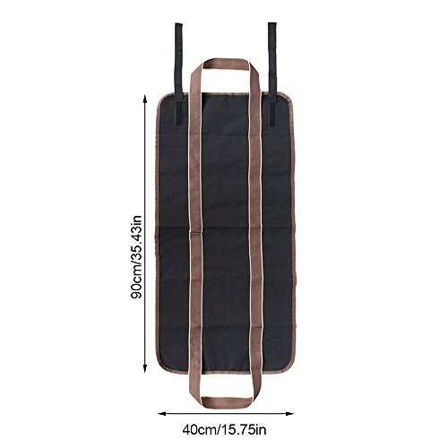 Windyus Large Canvas Log Tote Bag Carrier, Wood Tote Indoor Fireplace Firewood Totes Holders With Handle, Round Woodpile Rack Fire Wood Carriers Carrying Tools Camping Set Basket - Thumbnail 2