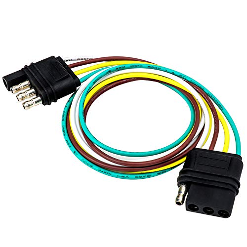 4 Way Flat Harness，GELRHONR 18AWG 4 Way 4 Pin Plug Flat Trailer Light Wiring Harness Extension