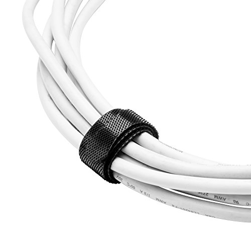 Starument Hook and Loop Cable Ties, Premium Industrial Grade and Reusable Fastening Cord Straps for Home, Office and Outdoors, Black, 50 Piece