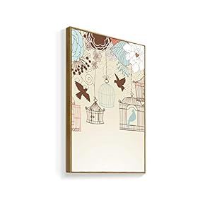 Framed Canvas Wall Art for Living Room, Bedroom Chinese Ink Birds and Flowers Canvas Prints for Home Decoration Ready to Hanging - 16x24 inches