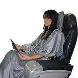 Kululu Some ZZZ's Luxurious Plush Travel Blanket & Shredded Memory Foam Travel Pillow Set. Poncho Style with Pocket. The Blanket & Pillow Set is Super Soft and Comfortable for Airplane