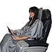 KULULU Travel Blanket and Pillow Set, Soft and Cozy Fleece Poncho with Pocket, Memory Foam Pillow for Extra Comfort, Portable with Luggage Strap, Perfect for Airplane Train Camping Car or Office