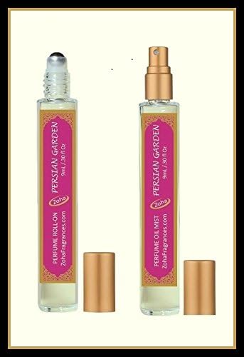 Rose Bloom Perfume Oil Set of 9ml Roller and 15ml Oil Mist (no Alcohol spray) - Natural Organic Essential Oils and Hypoallergenic Vegan Perfumes for Women and Men by Zoha Fragrances