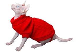 EVURSUA Pet Cat Sweater Kitten Clothes for Cats Small Dogs,Turtleneck Cat Clothes Pullover Soft Warm,fit Kitty,Chihuahua,Teddy,Poodle,Pug (Red, X-Small)