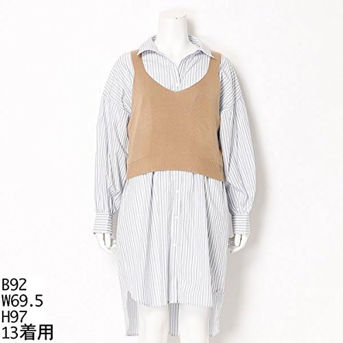 Amazon アースミュージック エコロジー大きいサイズ Earthmusic Ecology Set2点 シャツワンピース ニットビスチェ ストライプホワイト 17 ワンピース チュニック 通販