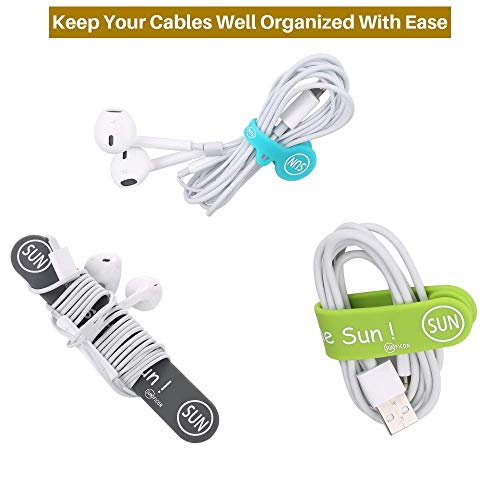 SUNFICON Headphone Cable Organizer Magnetic Clips Bendable Phone Stands Earphone USB PC Cord Wrap Keeper Unique Gadgets for Bookmark Keychain Noticeboard Fridge Home Office School Just for Fun, 4 PACK