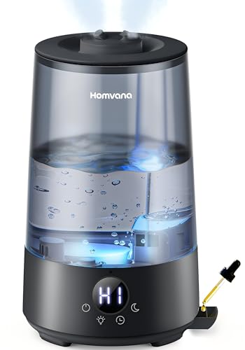 Homvana Luftbefeuchter Schlafzimmer Top-Fill, 3.6L 360°Cool Mist 34H Dauerhaft, Ruhig 16dB (SilentSpary Tech) Klein, Luftbefeuchter Pflanzen, Growtent