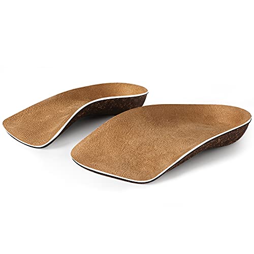Walkhero 3/4 Length Arch Support Cork Insoles for Flat Feet Plantar