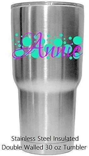 Polka Dot Name Decal With or Without Stainless Steel Tumbler Mug. Choose Color, Size, Add Name. For Car, Cups, Laptop, Water Bottle, etc. Metallic and Glitter Vinyl