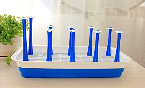Vivian Bottle Drying Rack Mug Organizer Holder Cup Drying Rack Kitchen Accessories for 10 PCS Bottles Cups (Blue)