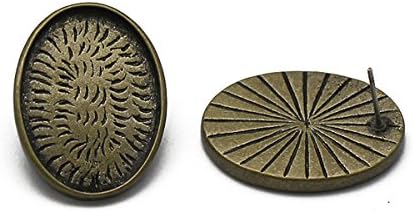 Brass stud earrings oval base blanks for earrings cabochon settings fit 25x18 cabochon special gift for design