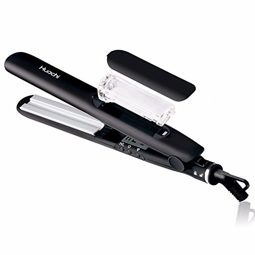 Huachi Steam Hair Straightener Salon Ceramic Tourmaline Flat Iron with Vapor Heat up Fast
