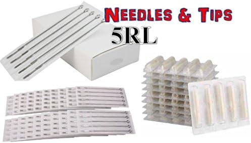 50 Pieces Disposable Assorted Sterilize Tattoo Needles and Tips 5RL