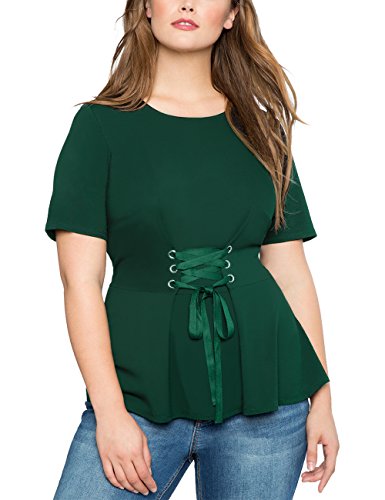Peplum Waist Zipper Front Lace Blouse
