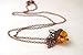 Enchanted Leaves - Amber and Copper Acorn Necklace - Man Made Amber - Cute Nature Charm Necklace