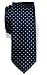 Retreez Pin Dots Woven Microfiber Skinny Tie - Navy Blue with Light Blue Pin Dots