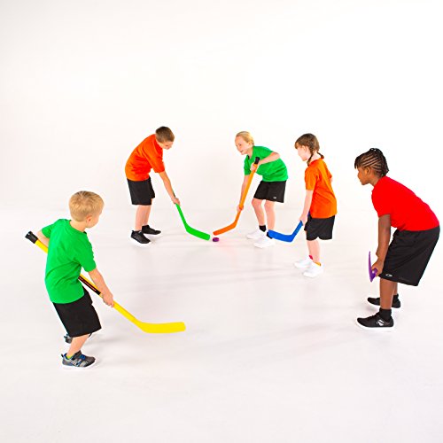 Cosom Floor Hockey and Street Hockey Pucks for Hockey Practice and Training, High School Physical Education Equipment, Lightweight Plastic For Fast Action, Rugged, All Surface, Set of 6 Colors