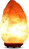 Natural Crystal Himalayan Salt Lamp with Genuine Neem Wood Base, Bulb and Dimmer Control - By Utopia Home