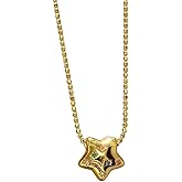 DIAMANTIO 18K Gold Plated Star Pendant Necklace with Colorful Cubic Zirconia – Dainty Celestial Jewelry for Women