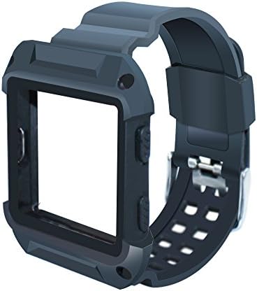 For Fibit Blaze Band Men with Case-Greatshow Shockproof and Shatter Resistant Protective Case with Soft Silicone Sport Smart Watch Replacement Wrist Strap(Black)