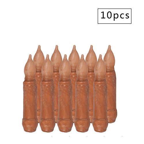 Taper Candles Real Wax Flameless Pillar Short Amber Flickering Yellow Dipped LED Flame Decorative Battery Operated for Church Wedding Christmas Candlelit Dinner-Batteries Not Included(10pcs)