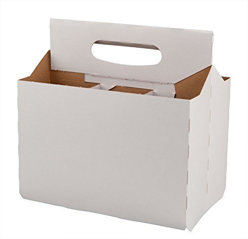 Six Pack Bottle Cardboard Carrier Boxes for 12oz Glass Beer or Soda Bottles (Pack of 24)