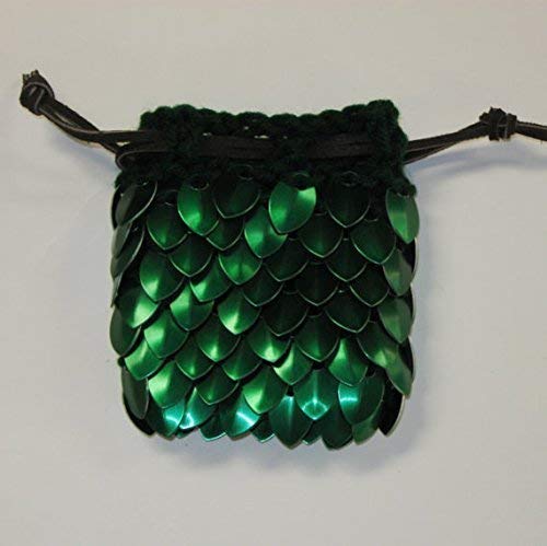 Scalemail Dice Bag in knitted Dragonhide Armor- Elven Ranger