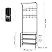 Homfa Metal Entryway Coat Shoe Rack 3-Tier Shoe Bench with Coat Hat Umbrella Rack 20 Hooks (Black)