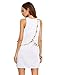 Romwe Womens Round Neck Tassel Trim Sleeveless Mini A-line Dress White L