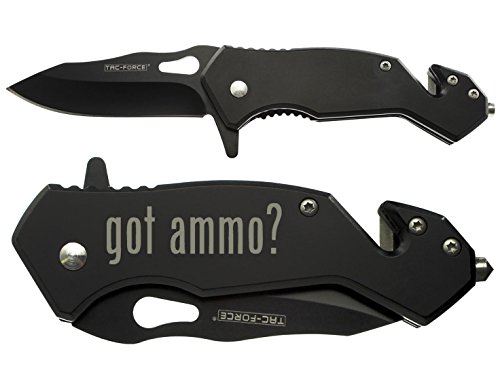 NDZ Performance Tac-Force 6.5" Tactical Rescue Folding Knife Glass Breaker Seat-Belt Cutter 903BK Compact Black Got Ammo? Text - Thumbnail 4