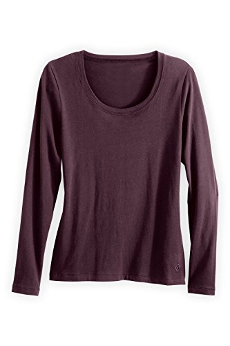 Fair Indigo Fair Trade Organic Essential Long Sleeve Scoop Neck Tee (M, Raisin)