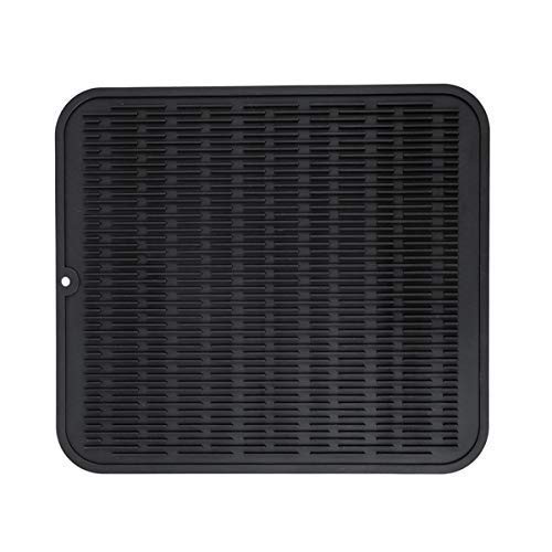Silicone Dish Drying Mat-Large Silicone Trivet with High Ridges for Better Aeration, Dishwasher Safe, Heat Resistant, Bpa Free (Silicone, Black) - Thumbnail 7