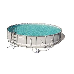 Bestway Power Steel 14′ x 42 inch Frame Swimming Pool Set with Pump, Ladder and Cover