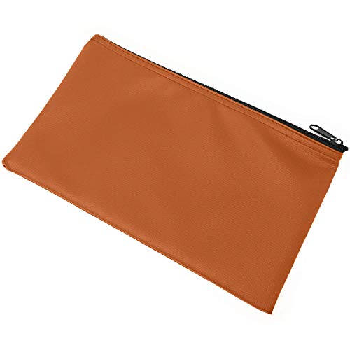 Money Bank Deposit Bag with Zipper | 11x6 inch | Brown | Durable Leatherette Money Cash Coin Check Wallet Pouch for Men & Women with Framed ID Window and Blank Card | by GIDABRAND (1) - Thumbnail 6