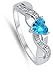 Heart Simulated Aquamarine Unique Ring .925 Sterling Silver Infinity Knot Size 8